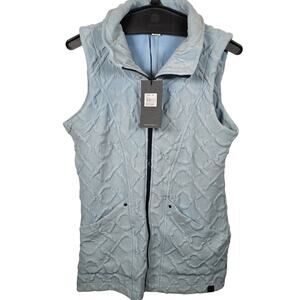 Dolcezza Textured Full Zip Vest Women's Medium Pastel Blue NEW Rare NWT